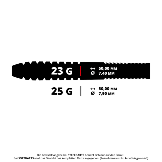 Precise 180 MRV1 Steeldarts Das Bild zeigt einen Steeldart namens PRE1049_Precise180_MRV1_Steeldarts_5_23g. Das Produkt wird auf einem einfachen Hintergrund präsentiert.