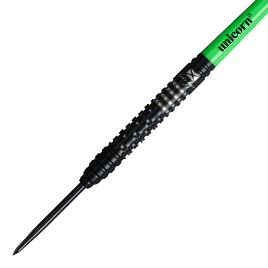 Unicorn Wraith Cameron Menzies Steeldarts mit einem Gewicht von 23g sind dargestellt. Diese Darts sind besonders für präzises Werfen konzipiert.