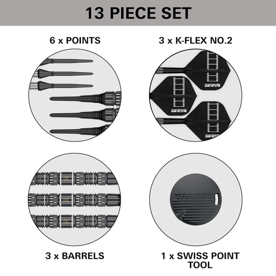 Target Chris Dobey 95K Soft Darts - 18g Zu sehen sind Target Chris Dobey 95K Softdarts - 18g. Die Darts sind besonders für präzise Würfe entwickelt worden.