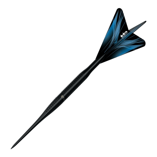 Caliburn TTD Complete Titanium T3 Black Steeldarts - 7g Das Bild zeigt die Caliburn TTD Complete Titanium T3 Black Steeldarts mit einem Gewicht von 7g. Die Darts haben ein schwarzes und titanfarbenes Design.