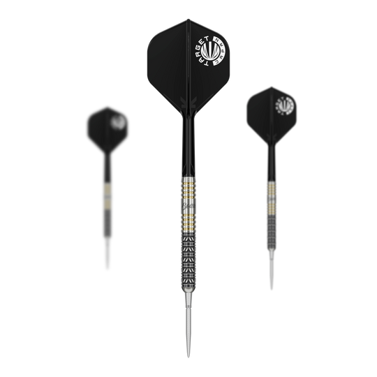 Hier sieht man die Target Japan Beau Greaves Japan Edition Swiss Point Steeldarts als Set. Das Set bietet alles, was für ein vollständiges Dartspielerlebnis benötigt wird.