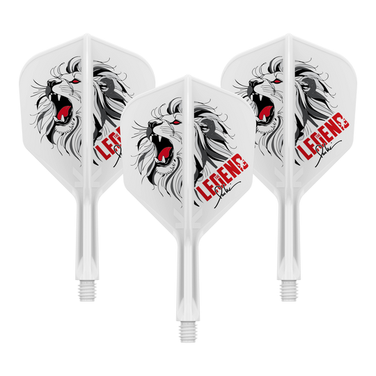 Das Bild zeigt ein Set Dart-Flights, genannt '410264_Target_Japan_K-Flex_Paul_Lim_The_Legend_Printed_No6_Flights_19mm_1Set'. Diese Flights sind bedruckt und eignen sich zum Einsatz bei Paul Lim Darts.