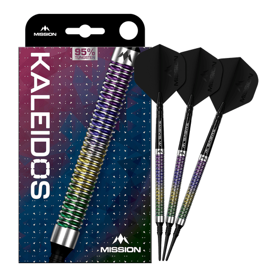 Mission Kaleidos soft darts - 19g Mission Kaleidos Softdarts - 19g ist auf dem Bild zu sehen. Der Softdart ist vollständig abgebildet.