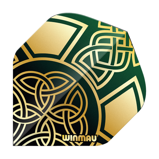 Winmau Prism Delta Brendan Dolan Celtic Knot Black Gold No2 Standard Flights Abgebildet sind die Winmau Prism Delta Brendan Dolan Celtic Knot Black Gold No2 Standard Flights. Die Flights besitzen ein elegantes Muster in Schwarz und Gold.
