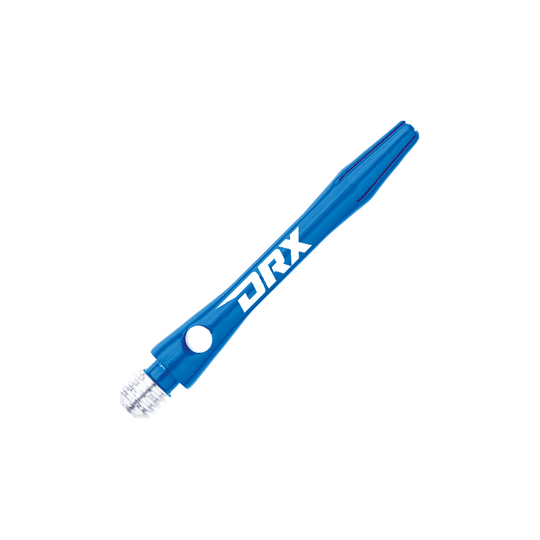 C630_Red_Dragon_DRX_Coated_Aluminium_Shafts_Blau_36mm_2 Das Bild zeigt einen blauen DRX-beschichteten Aluminium-Schaft von Red Dragon. Der Schriftzug „DRX“ ist in Weiß auf dem Schaft zu sehen.