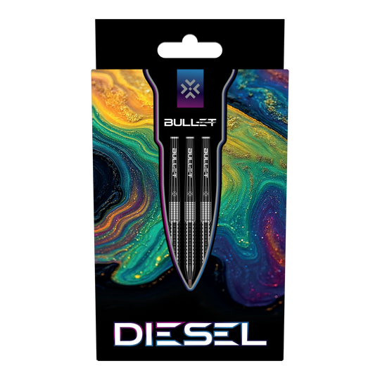Bullet Diesel steel darts Zu sehen sind die Bullet Diesel Steeldarts. Das Bild zeigt das Aussehen und Design dieses Dartprodukts.