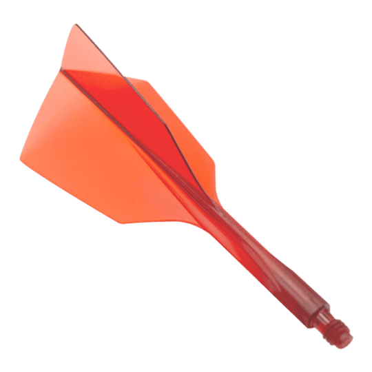 Condor Ax 120 Flight System Clear Red - Narrow Das Bild zeigt ein rotes Dartflight-System mit schmalem Design. Es handelt sich um das Produkt "Condor Axe 120 Flight-System Clear Red - Narrow".