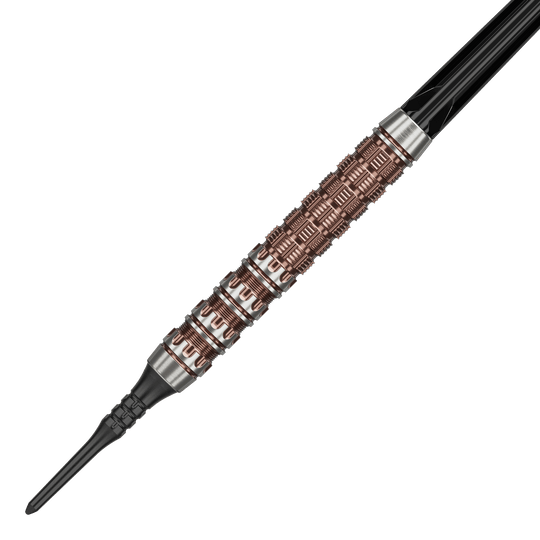 Zu sehen sind die Target Japan Prime Series George Nishitani Raptor GEN6 Softdarts mit einem Gewicht von 21,5g. Die Softdarts werden aus einer anderen Perspektive dargestellt.