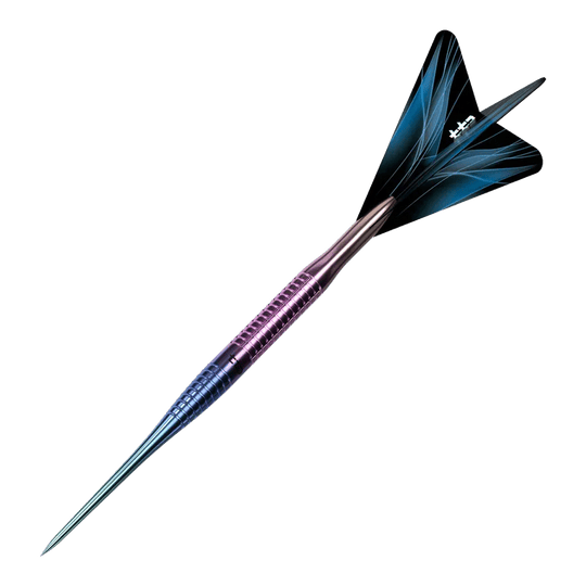 Abgebildet ist der Caliburn TTD Complete Titanium T3 Rainbow Steeldarts - 7g. Der Dartpfeil weist eine schillernde Regenbogen-Optik auf.