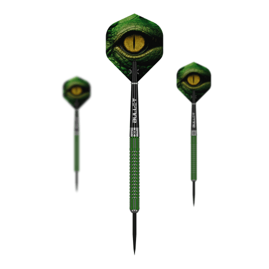 Bullet Gator steel darts Abgebildet sind die Bullet Gator Steeldarts in einem Set. Die Darts sind für das Spiel mit Stahlspitzen geeignet.