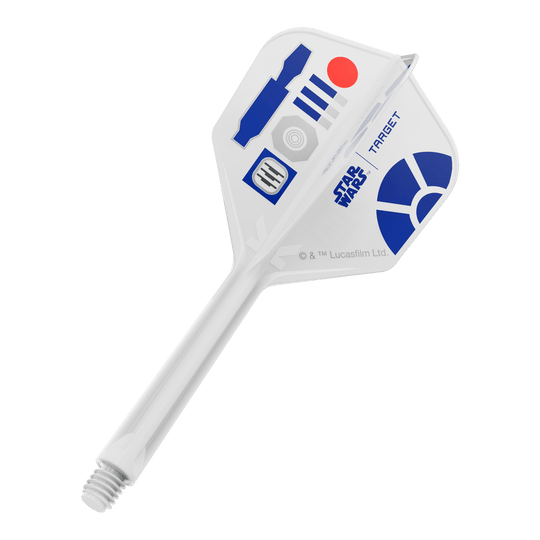 Das Bild zeigt ein Produkt mit dem Dateinamen 410512_Target_StarWars_KFlex_R2D2_No6_Flights_Medium_33mm_1. Es dürfte ein Dart-Flight im Star Wars Design sein.
