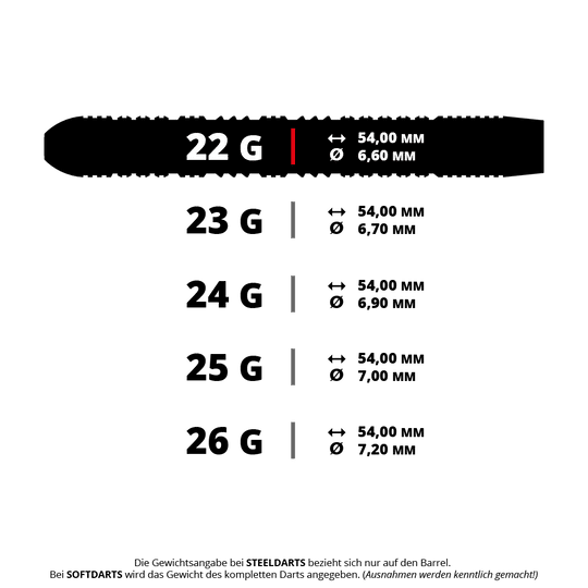 Harrows Impact Steel Darts Dieses Bild zeigt ein Set Harrows Impact Steeldarts mit 22 Gramm. Die Darts sind für Präzisionswürfe im Dartsport konzipiert.