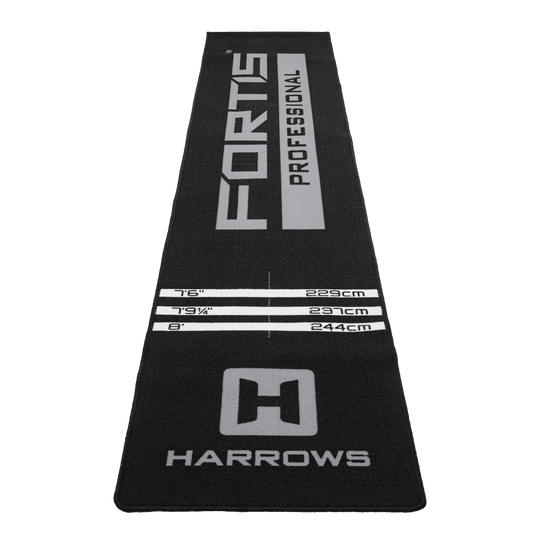 Harrows Fortis Dartteppich - Grau Abgebildet ist der Harrows Fortis Dartteppich in Grau. Die Oberfläche ist für den Dartsport gestaltet.
