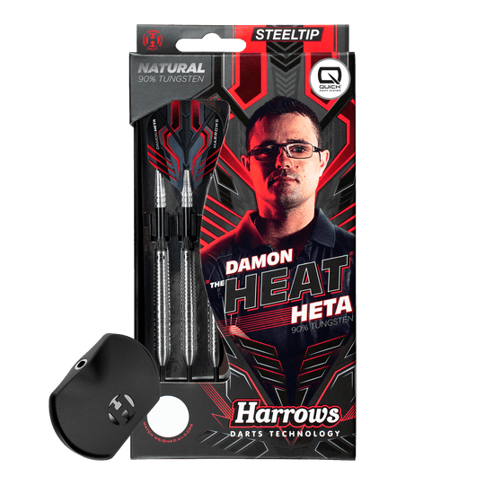 Abgebildet ist der Harrows Damon Heta Natural Quick Point Steeldart. Dieser Dart zeichnet sich durch seine Qualität und Langlebigkeit aus.