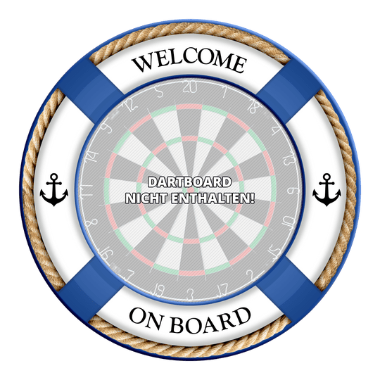 McDart On Board Dartboard Surround - With Custom Text Das Bild zeigt ein Produkt namens MSF-G1 McDart OnBoard Dartboard Surround Blau. Es handelt sich vermutlich um einen blauen Dartboard-Surround von McDart.