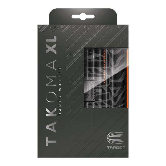 Auf dem Bild ist das Takoma XL Ghost Series Raymond Van Barneveld Dartcase zu sehen. Mit diesem Dartcase können die Pfeile sicher verstaut werden.