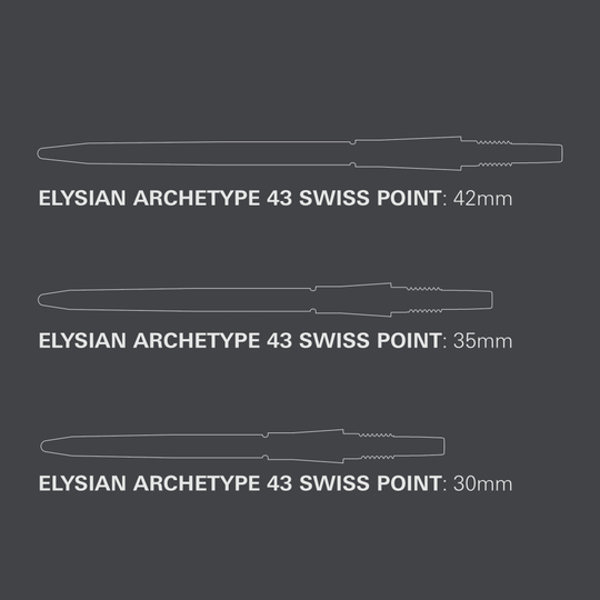 Target Elysian Archetype 43 Swiss Point Steel Dart Tips - Gold Target Elysian Archetype 43 Swiss Point Steeldartspitzen in Gold. Diese Spitzen bieten eine edle goldene Optik für Dartspieler.