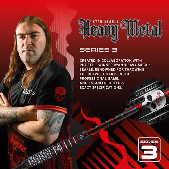 Zu sehen sind die Harrows Ryan Searle Series 3 Softdarts. Die Dartpfeile sind für das elektronische Dartspiel geeignet.