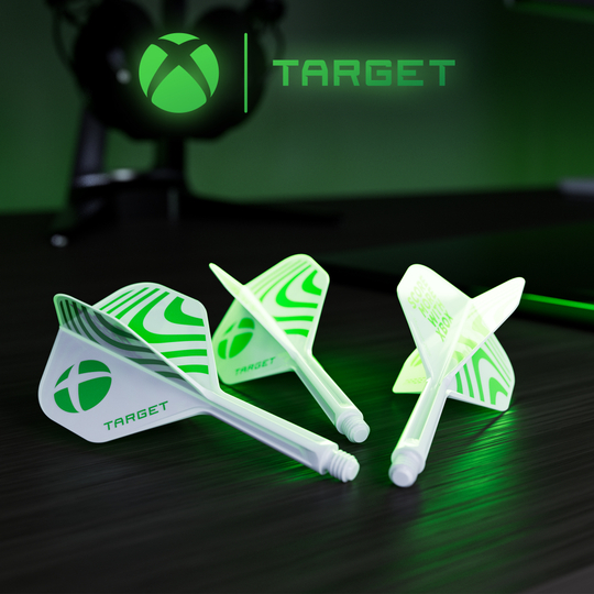 Zu sehen ist das Produkt Target Xbox K-Flex No6 Flights in Weiß. Dieses Zubehör ist für Dartpfeile geeignet.