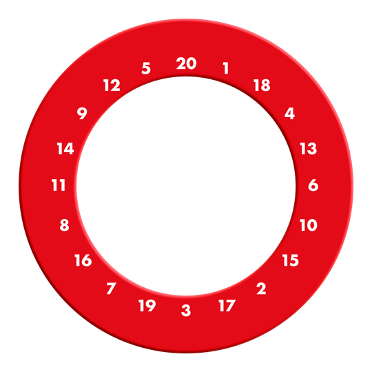 Zu sehen ist ein roter Dartboard Surround ohne Logo. Das Produkt besitzt Zahlen im HD-Design.