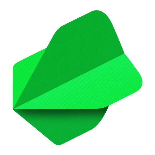 Nylon Fabric Flights N5 - Standard - Neon Green Das Bild zeigt einen leuchtend neongrünen Nylon-Stoff Flight in der Form N5. Die Oberfläche hat eine feine, strukturierte Musterung.