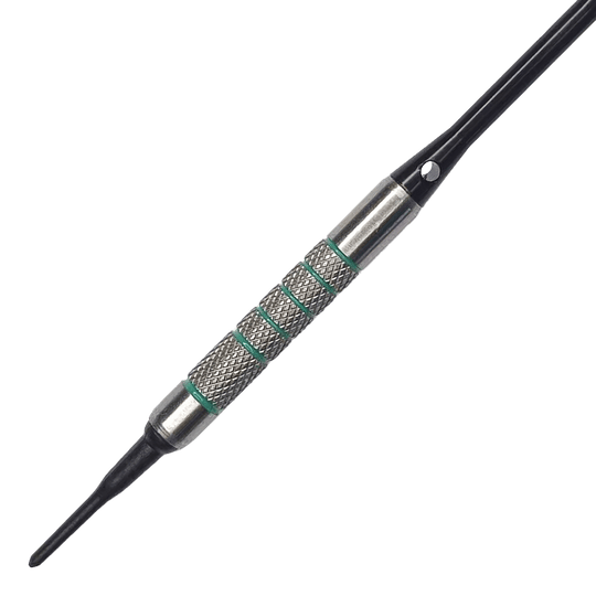 McDart 85 Tungsten V7 soft darts - 16.5g Mehrere McDart 85er Tungsten V7 Softdarts - 16,5g sind im Bild zu sehen. Die silberne Oberfläche reflektiert das Licht.