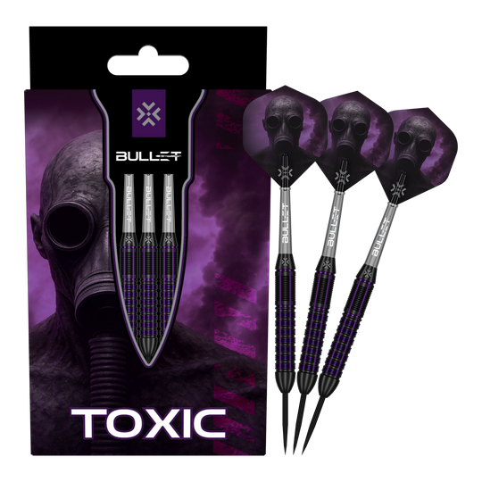 Bullet Toxic Brass Steel Darts - 23g Abgebildet ist das Produkt Bullet Toxic Brass Steeldarts - 23g. Es handelt sich um einen Steeldart-Pfeil aus Messing.