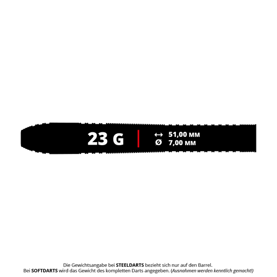 Bulls Max Czerwinski Cucumber Steeldarts - 23g Das Bild zeigt Bulls Max Czerwinski Gurke Steeldarts mit 23g Gewicht. Die Darts sind speziell für fortgeschrittene Dartspieler entwickelt.