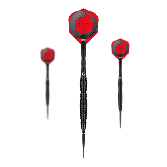 Shot ZEN Scallop Turbo Point Steeldarts - 23g Abgebildet ist ein Set der Shot ZEN Scallop Turbo Point Steeldarts - 23g. Das Set eignet sich ideal für ambitionierte Dartspieler.