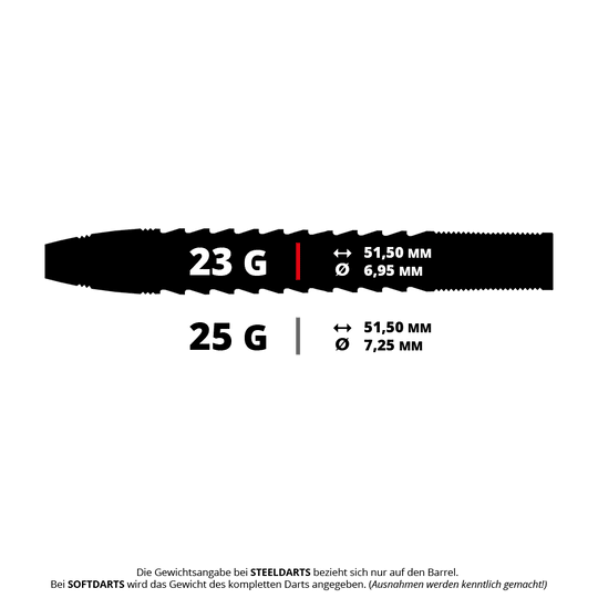 Bullet Hydra steel darts Das Bild zeigt 'BT0140 Bullet Hydra Steeldarts 5 23g'. Es handelt sich um einen klassischen Steeldart.