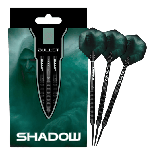 Bullet Shadow steel darts Das Bild zeigt die Bullet Shadow Steeldarts. Sie sind hochwertige Steeldarts mit einem modernen Design.