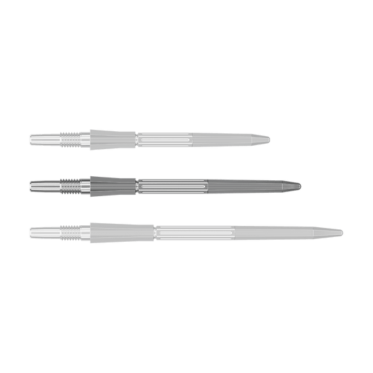 Target Elysian Archetype 43 Swiss Point Steel Dart Tips - Silver Dargestellt ist eine einzelne silberne Dartspitze mit einer Länge von 35mm. Sie gehört zum Swiss Point System.
