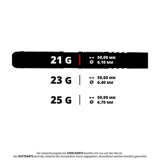 Unicorn James Wade The Machine Range Phase 4 Steeldarts Das Bild zeigt Steeldarts aus der Unicorn James Wade The Machine Range, Modell P4 mit einem Gewicht von 21g. Die Steeldarts sind für das Dartspiel bestimmt.