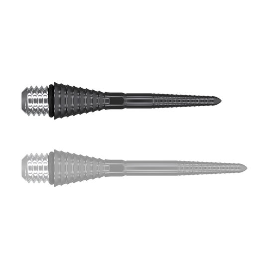 380172_Target_Titanium_Swiss_Point_Grooved_Conversion_Points_Schwarz_26mm_1P96ZNNczOufol Das Bild zeigt zwei schwarze, gerillte Target Swiss Point Conversion Points. Sie sind spitz zulaufend und haben einen silbernen, metallischen Schraubkopf.