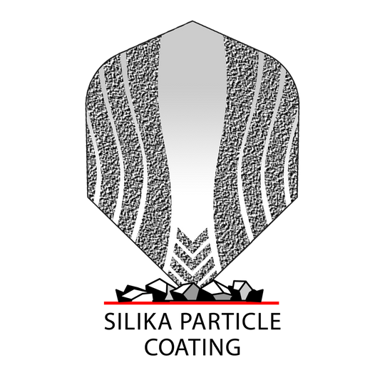 _Harrows_Silika_Lumen_No6_CoatingeyNynHKbYY0w2 Das Bild zeigt ein Dartflight mit einem modernen, strukturierten Design in Schwarz, Grau und Weiß. Unten steht der Produktname "Harrows Silika Lumen Yellow Red No6 Flights" auf einem schwarzen Hintergrund mit roten Akzenten.