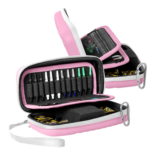 Hier sieht man das Bulls Orbis S Dartcase in Pink aus einer anderen Perspektive. Das Dartcase bietet Schutz und Ordnung für Dartutensilien.