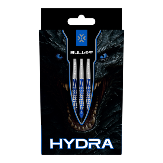 Das Bild zeigt Bullet Hydra Steeldarts. Diese Steeldarts eignen sich für präzises und professionelles Dartspiel.