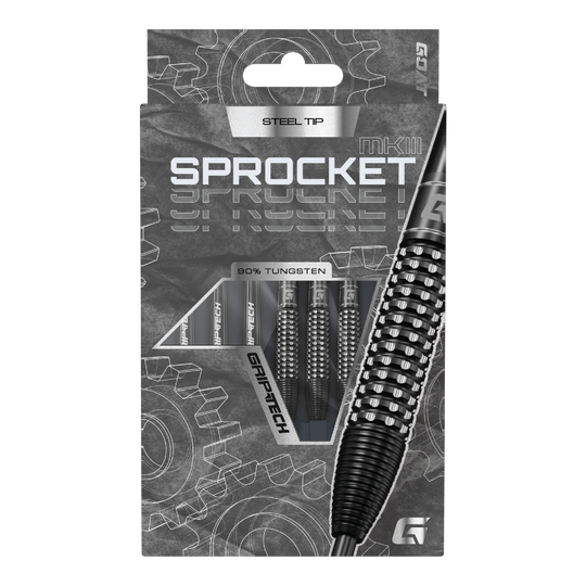 GOAT Sprocket MKIII Bomb steel darts Das Produkt GOAT Sprocket MKIII Bomb Steeldarts wird präsentiert. Der Steeldartpfeil ist in Nahaufnahme dargestellt.
