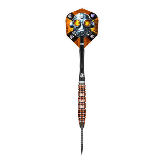 Dieses Bild zeigt den Shot Badlands Rustin Steeldarts - 23g. Der Dartpfeil ist in Nahaufnahme abgebildet.