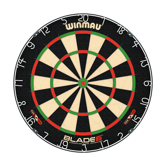 Winmau Blade 6 Bundle with 9 McDart steel darts and catch ring