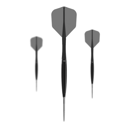 Caliburn Chord C2 steel darts - 23.5g Abgebildet ist ein Set der Caliburn Chord C2 Steeldarts - 23,5g. Mehrere Darts werden zusammen präsentiert.