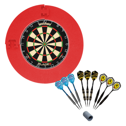 Winmau Blade 6 Bundle with 9 McDart steel darts and catch ring