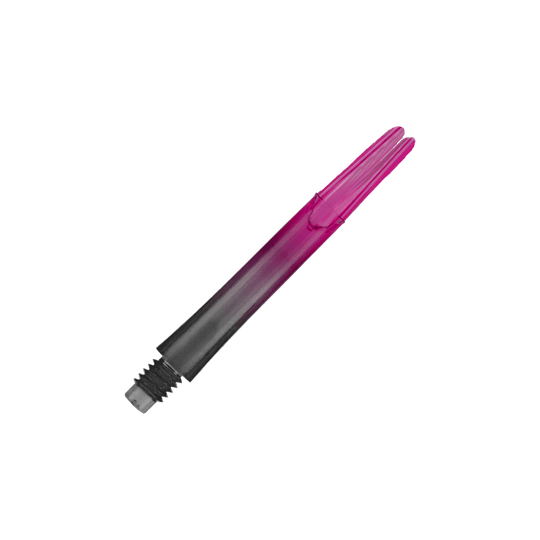 L-L-Style-Shaft Locked Straight Natural9 TwoTone Shafts - Pink Das Bild zeigt einen zweiteiligen Dart-Schaft in den Farben Schwarz und Pink. Der Schaft hat ein Schraubgewinde auf einer Seite und ist gerade geformt.
