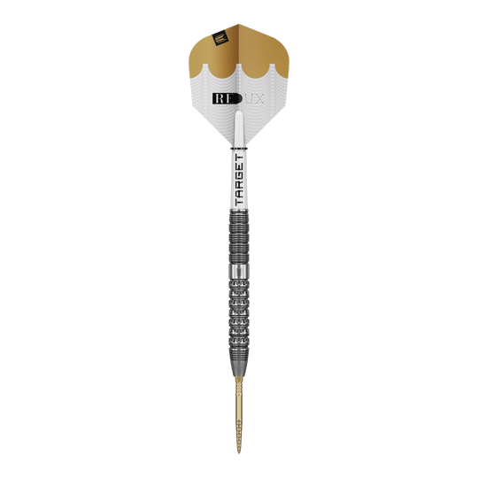 Target Redux 01 Swiss Point steel darts Dieses Bild zeigt die Target Redux 01 Swiss Point Steeldarts. Sie sind ideal für präzise Dartwürfe geeignet.