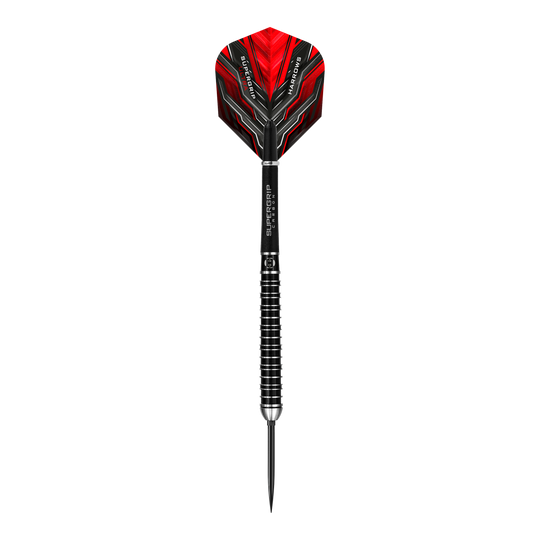 Harrows Supergrip Ultra Quick Point Steel Darts Das Produkt Harrows Supergrip Ultra Quick Point Steeldarts ist zu sehen. Die Oberfläche der Darts wird gezeigt.