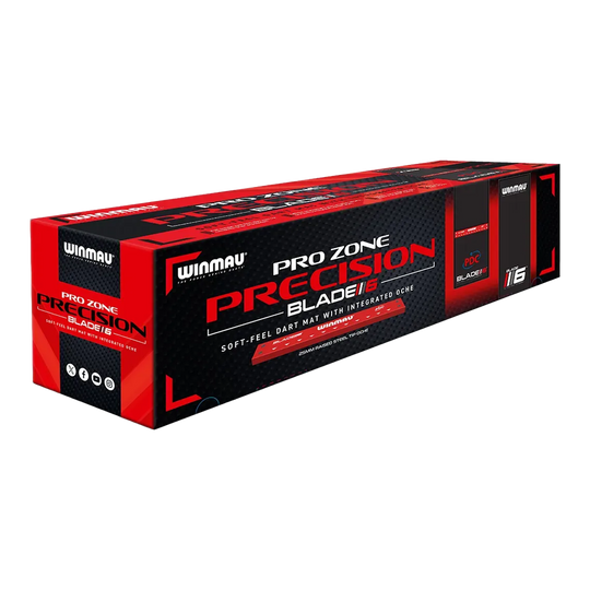 Abgebildet ist die Winmau Pro Zone Precision Blade 6 Soft Dartmatte. Die Matte eignet sich ideal für Softdarts und präzises Spielen.