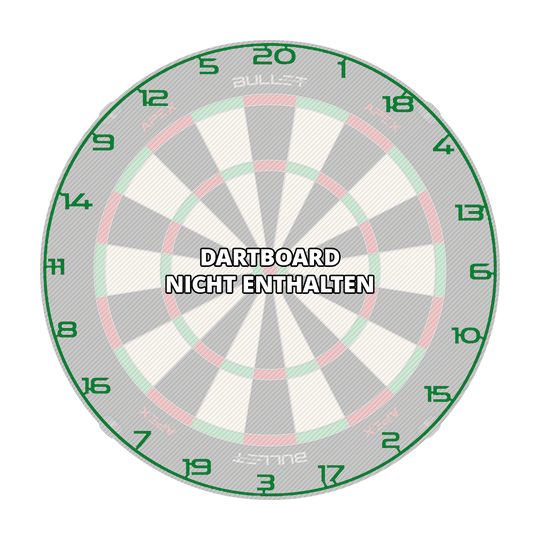 Bullet Dartboard Number Ring Abgebildet ist erneut ein Dartboard-Zahlenring in grüner Farbe. Es dient zur Kennzeichnung der Zahlenfelder auf einem Dartboard.
