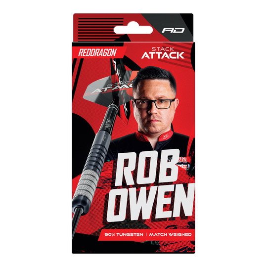 Red Dragon Rob Owen Stack Attack Steeldarts - 22g ist ein Dartpfeil-Set mit einem Gewicht von 22 Gramm. Das Produkt ist ideal für Dartspieler aller Erfahrungsstufen.