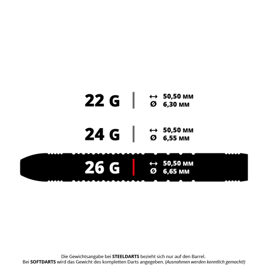 Das Bild zeigt das Produkt 190656_Target_Hydro_03_SP_Steeldarts_5_26g. Es handelt sich vermutlich um Steeldarts mit einem Gewicht von 26 Gramm.