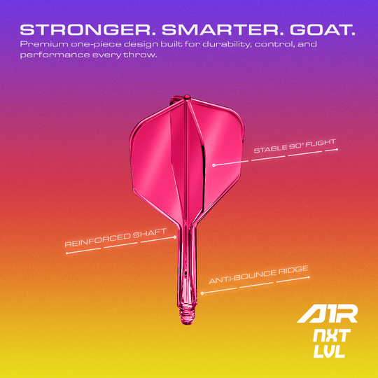 GOAT A1R No6 Flight Shaft System - Neon Pink Hier ist das GOAT A1R No6 Flight-Shaft-System in Neon Pink zu sehen. Dieses Zubehör verbessert die Leistung beim Dartspielen.